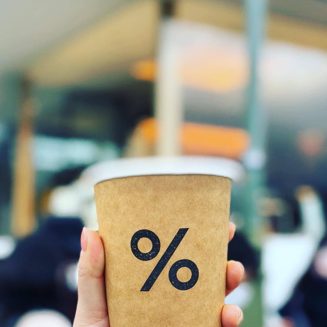 「%」のマークのコーヒーカップ