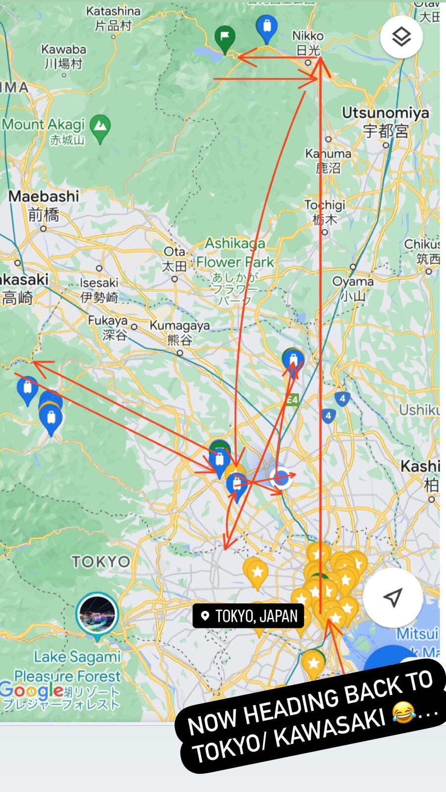 日光・秩父・埼玉をむすぶ、赤い線の地図