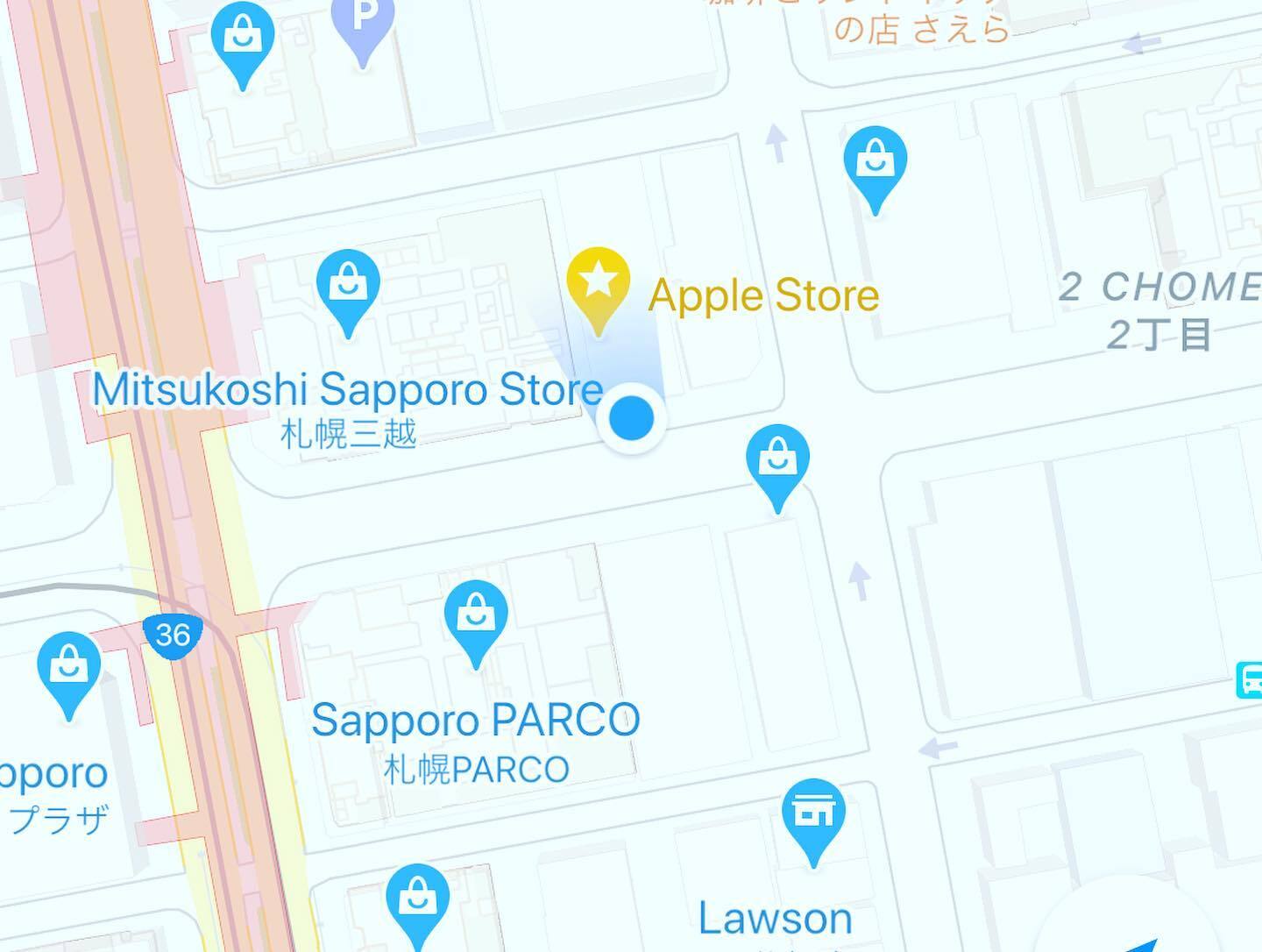 札幌の街の地図の画面