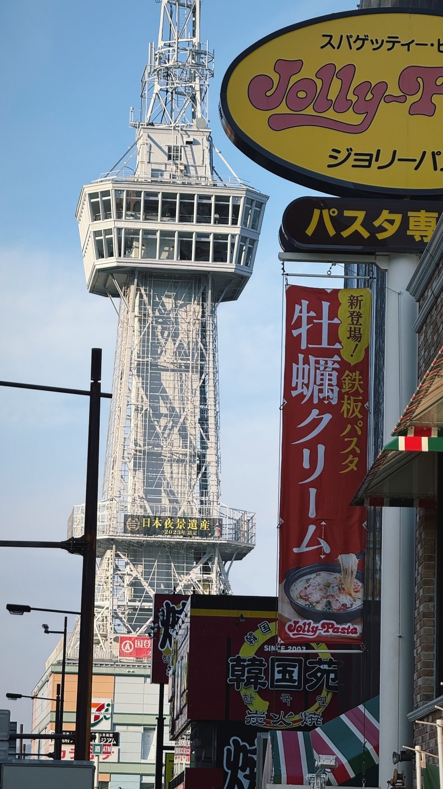 別府タワーと町の看板